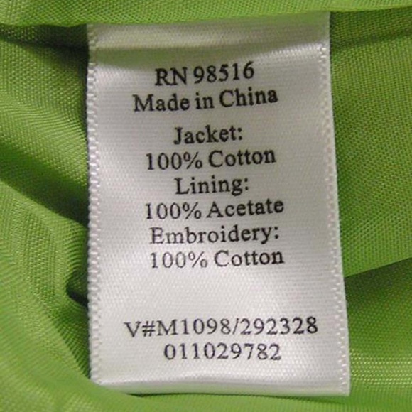 Coldwater Creek Lime Green Jacket w/ white Size 6 - Picture 3 of 5